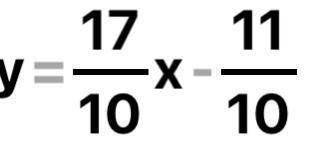 Rewrite the following equation in slope-intercept form.

17x − 10y = 11
Write your answer using int