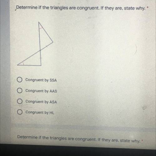 State if the two triangles are congruent.
