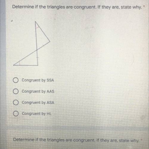 Determine if the triangles are congruent.