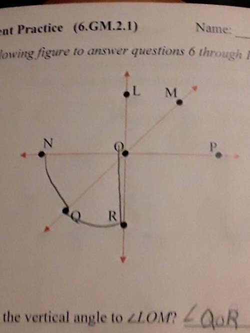 1 <QOR is 45° so <NOQ measures?

2.<POM is 45° so <MON measures,3. Name an angle. that