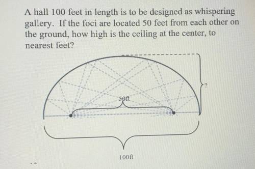 Find the height. The topic of this question is parabola, eclipse, circle. ​