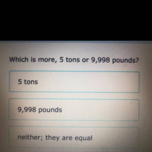 Which is more, 5 tons or 9,998 pounds?