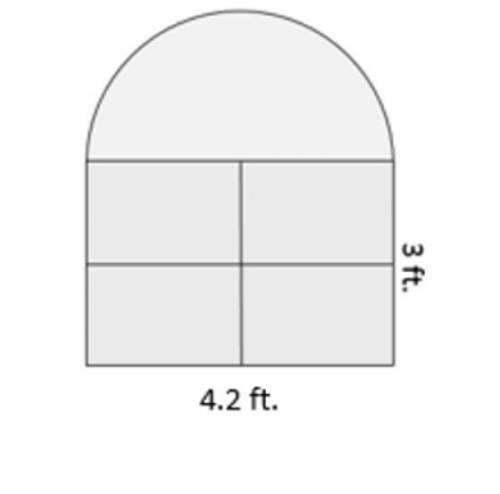 Mason needs to purchase new glass for the window pictured below. About how many square feet of glas