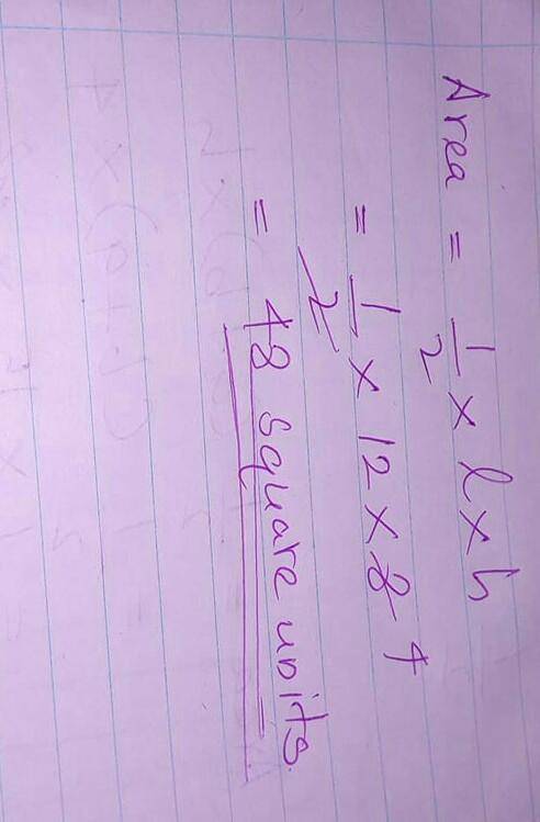 Find the area of the triangle.

A: 48 square units
B: 96 square units
C: 20 square units
D: 28 squa