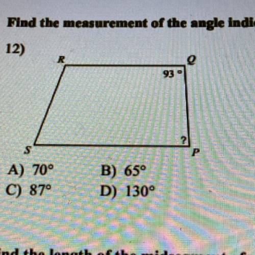 Find the measure of the angle indicated for each trapezoid