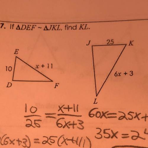 If triangle def is similar to triangle jkl find kl