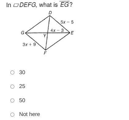 In rhombus DEFG, what is EG