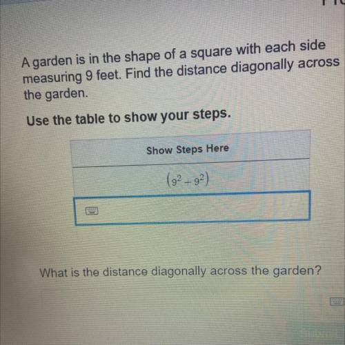 What’s the distance diagonally across the garden?