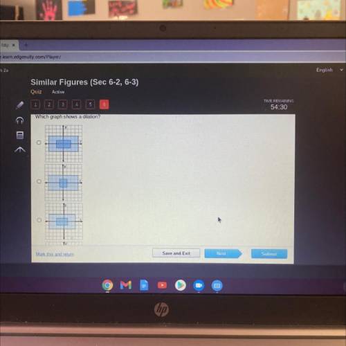 Which graph shows a dilation?