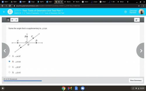 WILL GIVE BRAINZ AND 50 points

Name the angle that is supplementary to angle C O B.
A diagram is