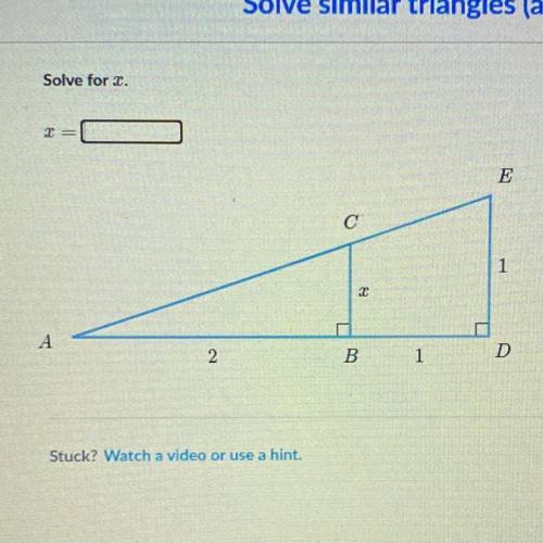 Solve for x 
X= ? 
PLEAS HELP WITH THIS QUESTION ASAP