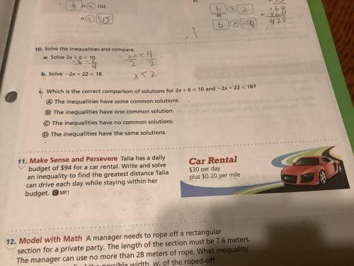 Talia has a daily budget of $94 for a car rental. Write and solve an inequality to find the greates