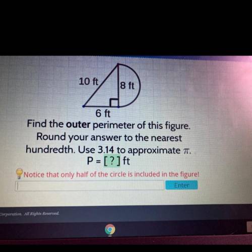 Find the outer perimeter of this figure. Round your answer to the nearest hundredth. P= ?ft