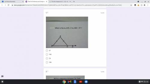 What is the m∠ACD, if m∠ABC = 37?