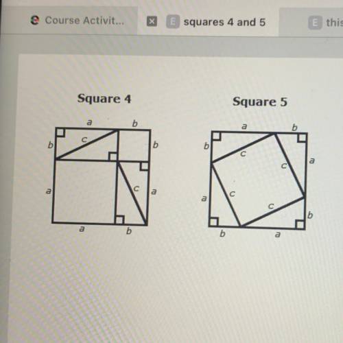 Part D

Write an expression for the area of square 5 by combining the areas of the four
triangles