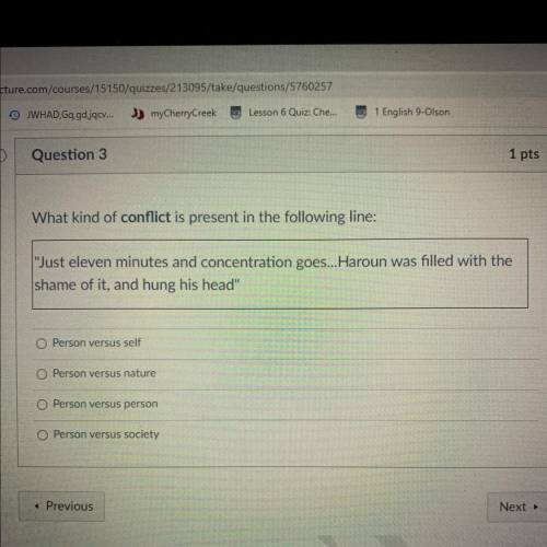 What kind of conflict is present in the following line:

Just eleven minutes and concentration go