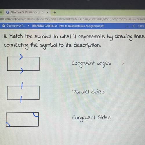 Match the symbol to what it represents by drawing lines connecting the symbol to its description.