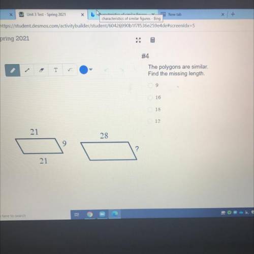 The polygons are similar find the missing length