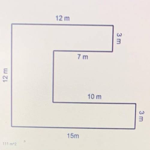 Find the area of the shape provided