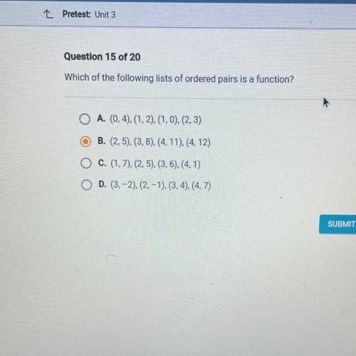 Which of the following lists of ordered pairs is a function