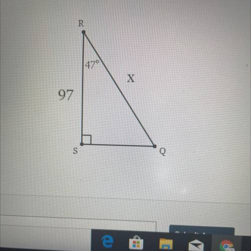 In AQRS, the measure of ZS=90°, the measure of ZR=47°, and RS = 97 feet. Find the

length of QR to