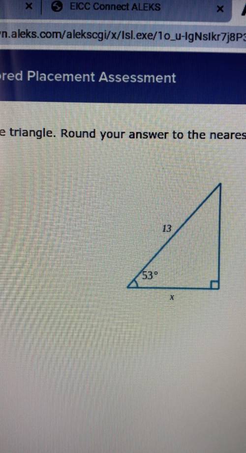 I need help solving an X for a triangle and rounding up the nearest tenth ​