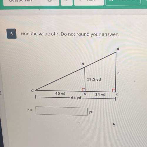 Find the value of r. Do not round your answer.