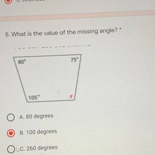 5. What is the value of the missing angle?