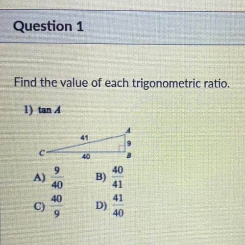 Didn’t eh value of each trigonometric ratio