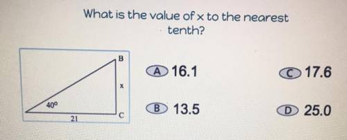 What is the value of x to the nearest
tenth?