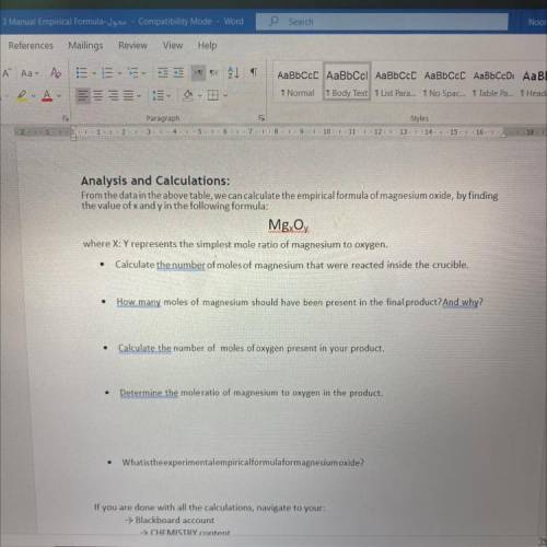 Analysis and Calculations:

From the data in the above table, we can calculate the empirical formu