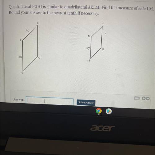 Find the measure of side LM