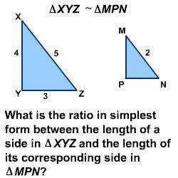 What ratio in the simplest form between the length of a side XYZ and the length of its correspondin