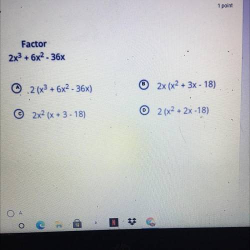 Factor
2x3 + 6x2 - 36x