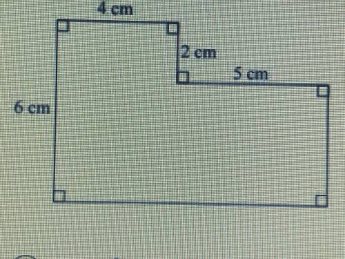 Find the area of the figure shown below and choose the appropriate result