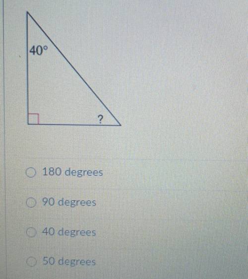 Find the missing angle measure of the triangle. ​