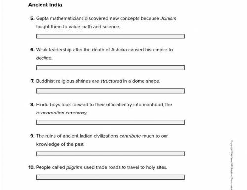 Each sentence below uses an academic or content vocabulary word shown in italics. Read the sentence