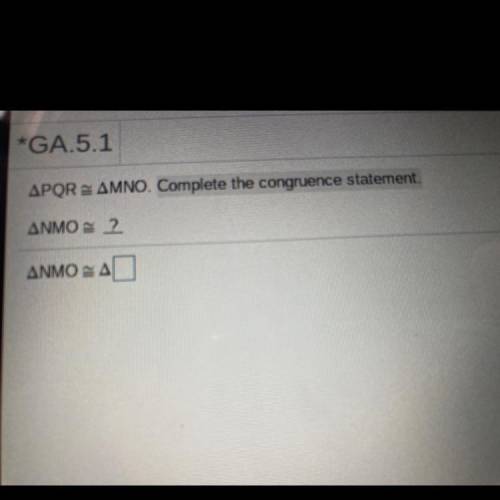 Complete the congruence statement.