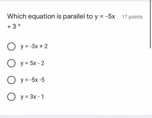 Which equation is parallel to y = -5x + 3