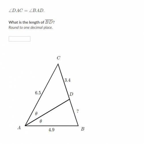 \angle DAC=\angle BAD∠DAC=∠BADangle, D, A, C, equals, angle, B, A, D.

What is the length of \over