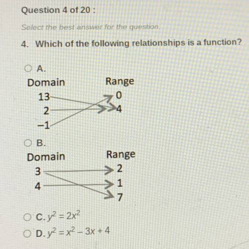 Which of the following relationships is a function