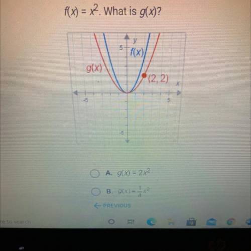 Stretching and compressing functions f(x)=x2. What is g(x)?