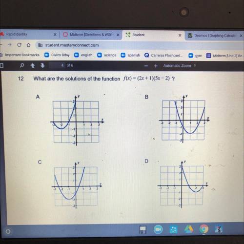 12

What are the solutions of the function () - (2x + 1)(5x - 2)?
Need can explanation pls