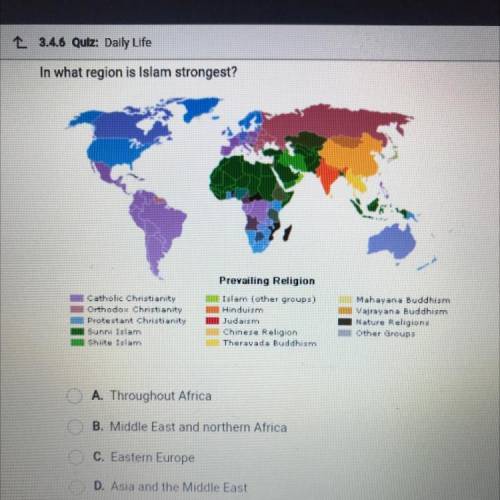 In what region is Islam strongest?