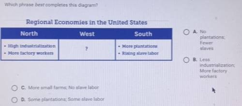 PLEASE HELP ASAP

Which phrase best completes this diagram?
Regional Economies in the United State