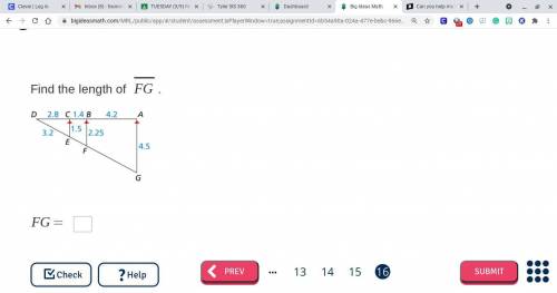 Can you help me find the length of FG **picture included**