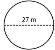 A circle with its dimensions, in meters (m), is shown.

What is the area, in square meters, of the