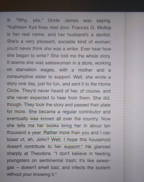 In Paragraph 8 of April Showers how does Theodora's uncle feel about female writers? A. He thinks