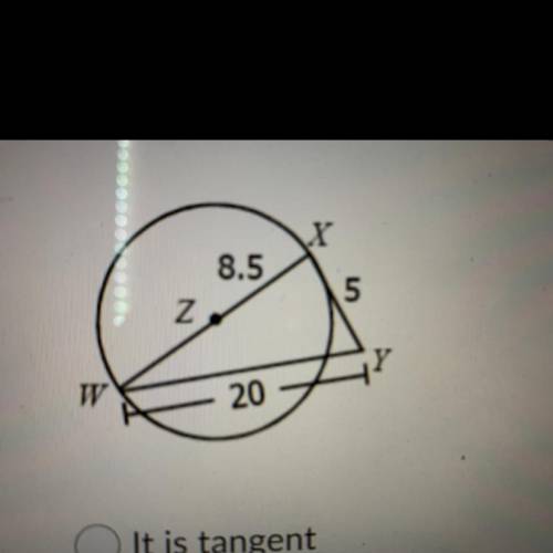 Determine if segment XY is tangent to circle Z.