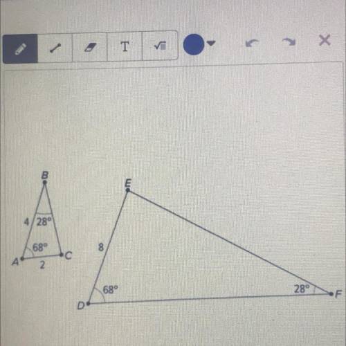 Refer to the triangles. The length of segment DF is